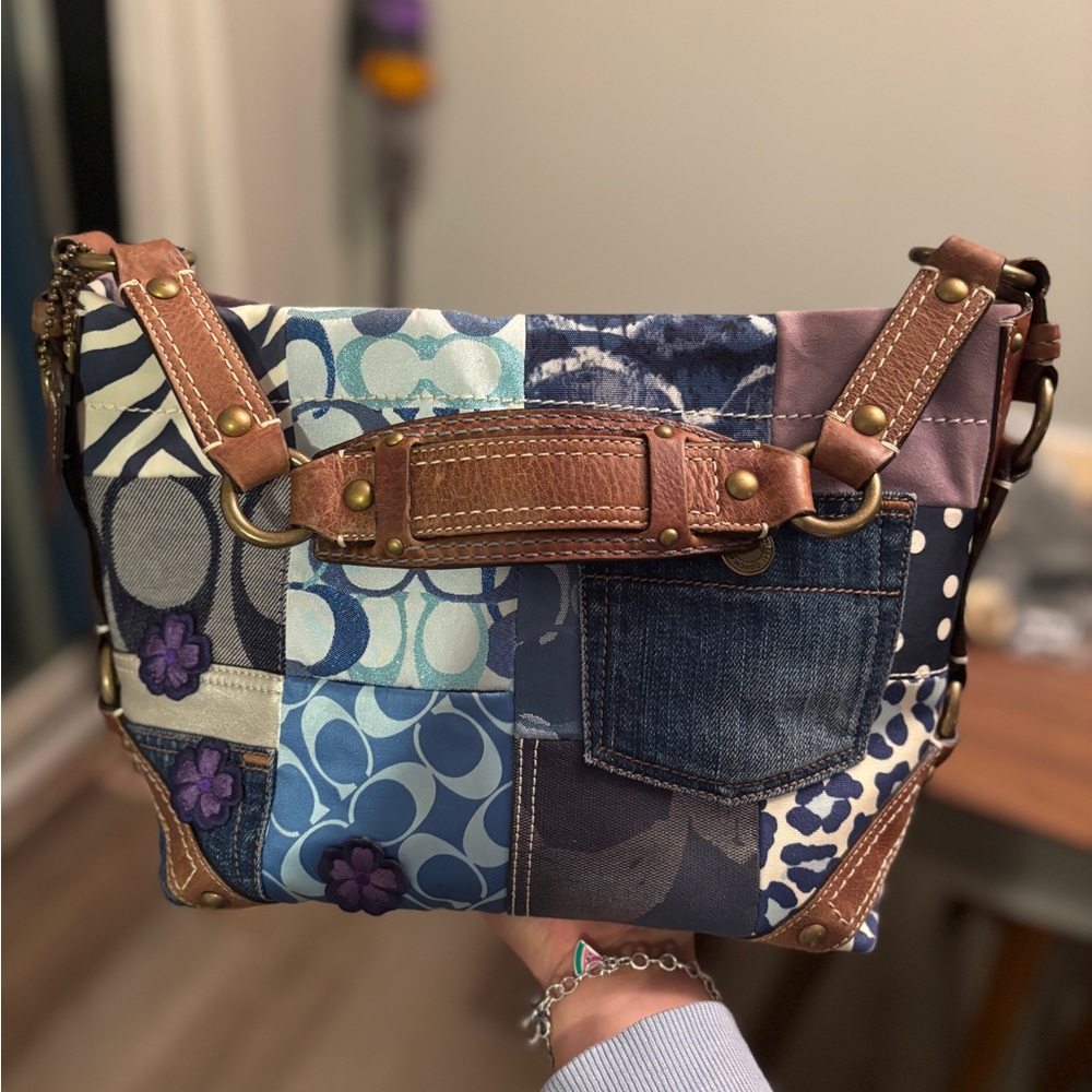 🚨COACH Y2K HOBO CARLY DENIM PATCHWORK BAG IN MULTI COLOR PATTERNS🚨